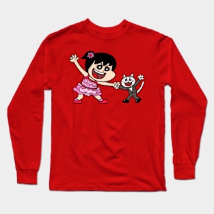 A girl dancing with cat Long Sleeve T-Shirt